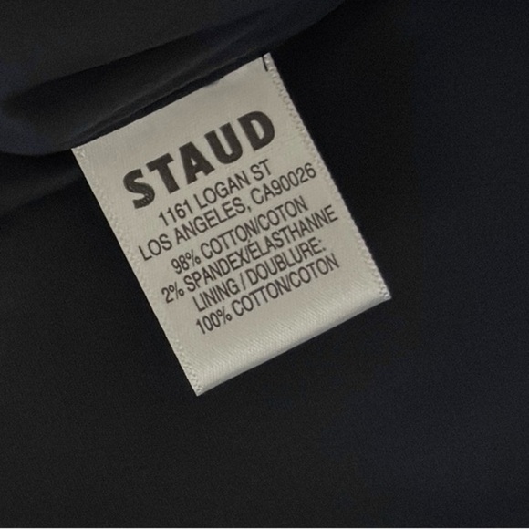 STAUD Vanessa halterneck cotton blend poplin dress pocket tie back midi navy xl - Picture 14 of 14